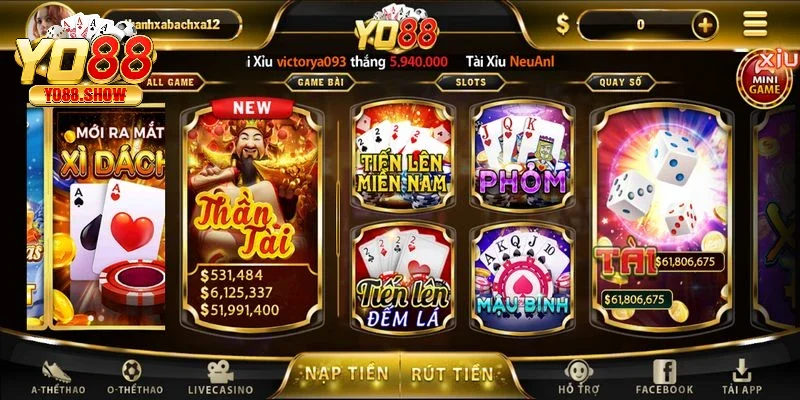 Game bài chính là thế mạnh tạo nên thành công rực rỡ cho YO88